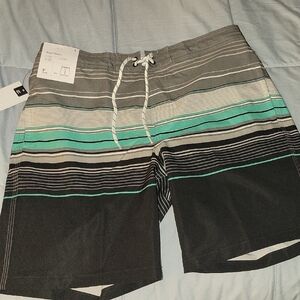 NWT Goodfellow & Co Black and Gray Board Shorts Swimwear